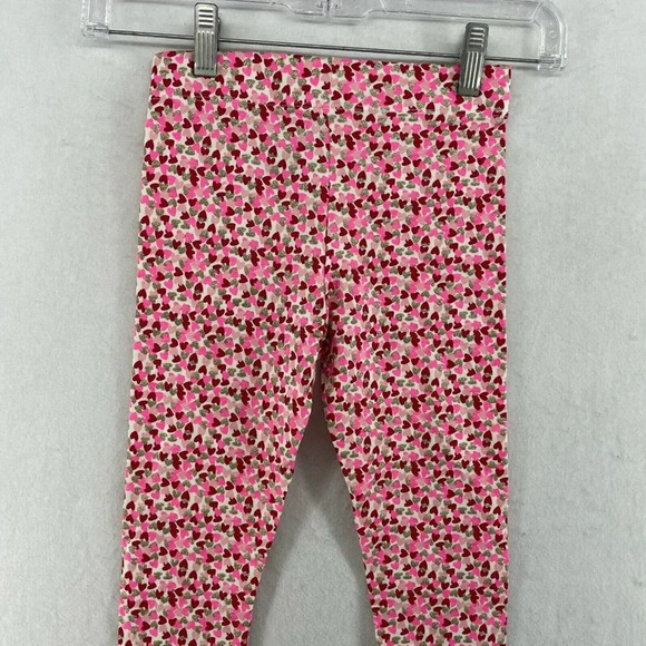 Max Studio Leggings Kids Girl's Sz S 5-6 Pink Gold Heart Print Stretch Slim Fit - Picture 8 of 12